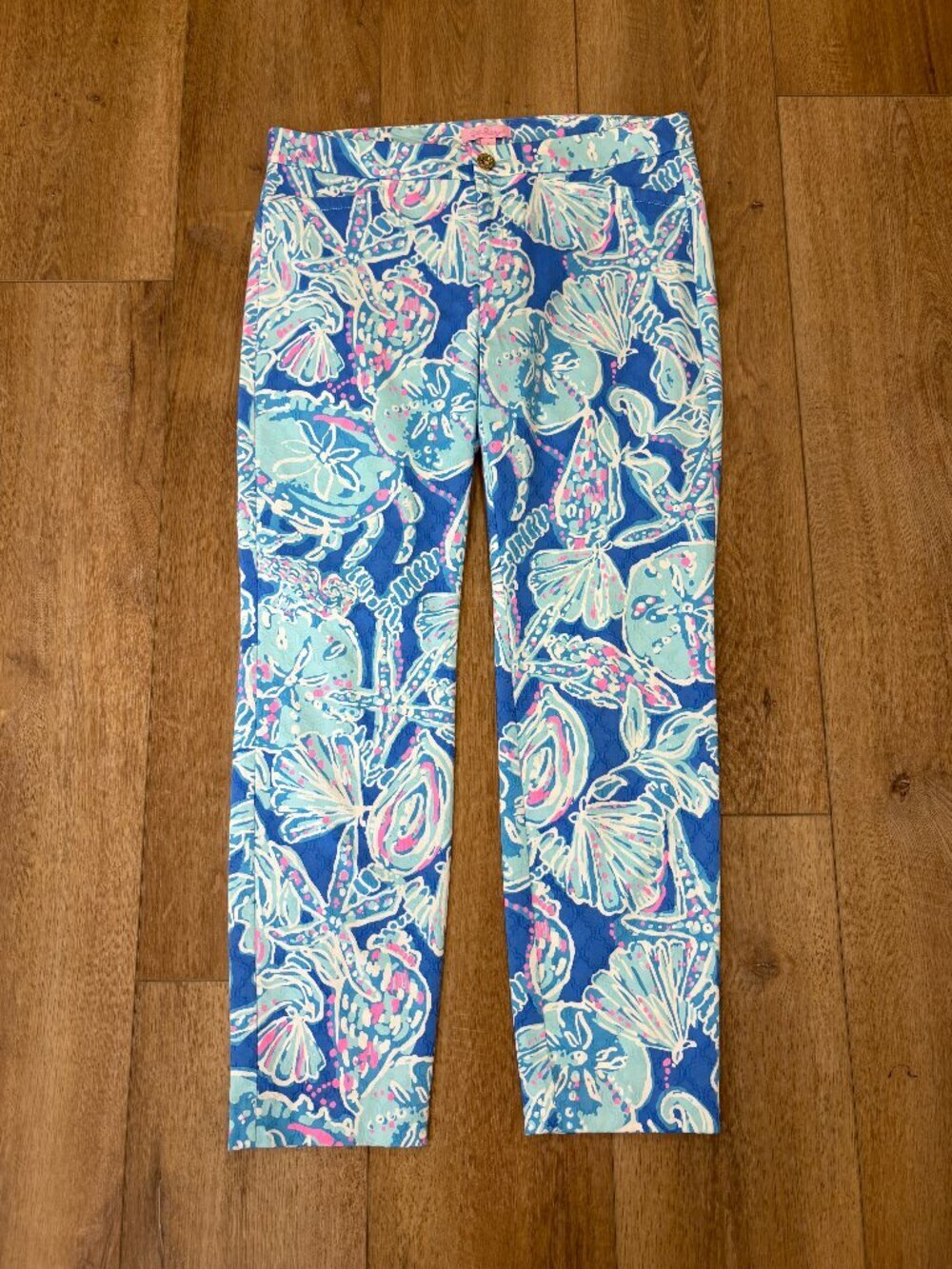🌟 LILY PULITZER 🌟 KELLY SKINNY PRINTED COTTON JACQUARD SLIM ANKLE PANT BLUE 6